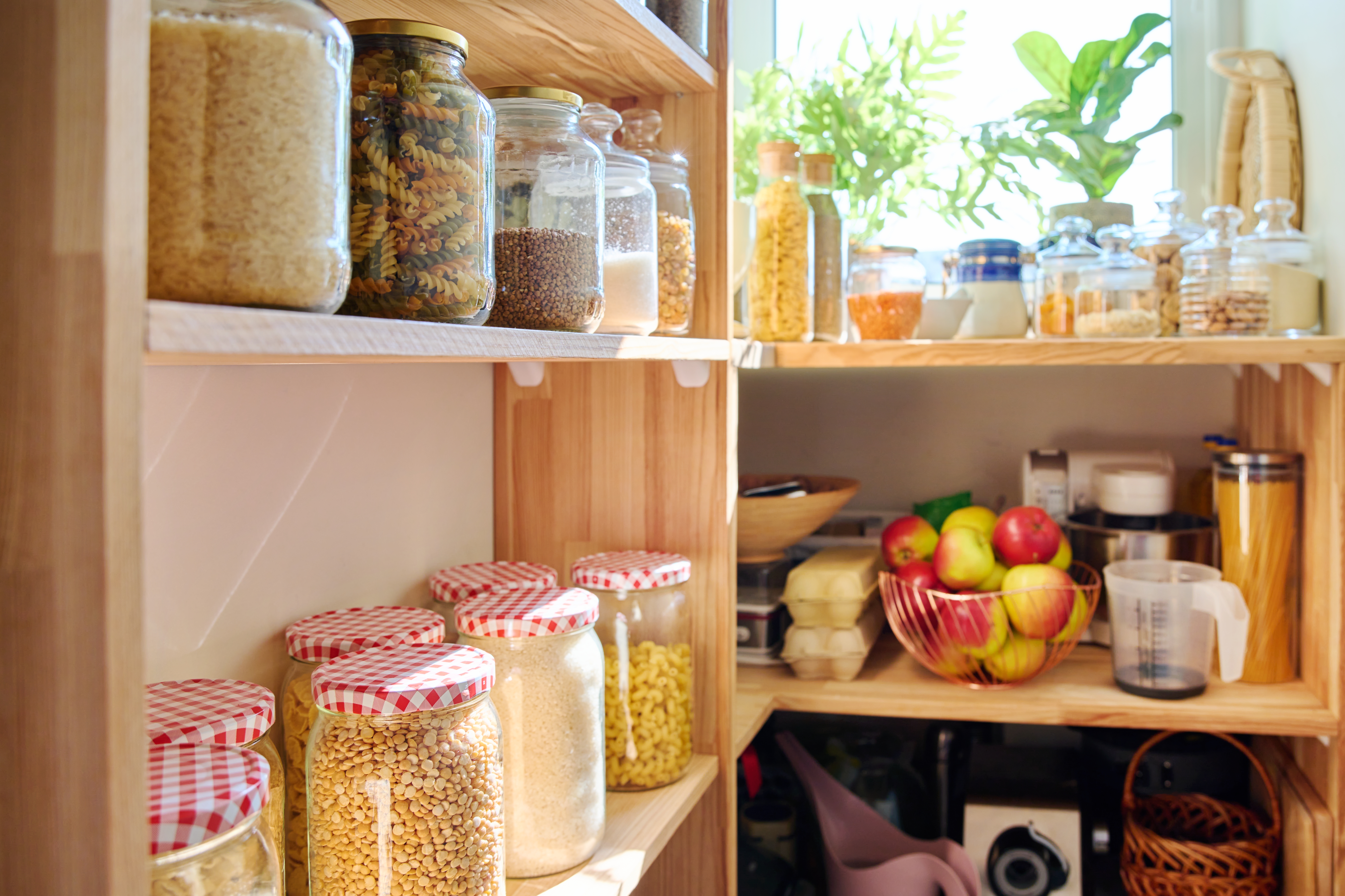 Kitchen pantry shelving and pull out storage