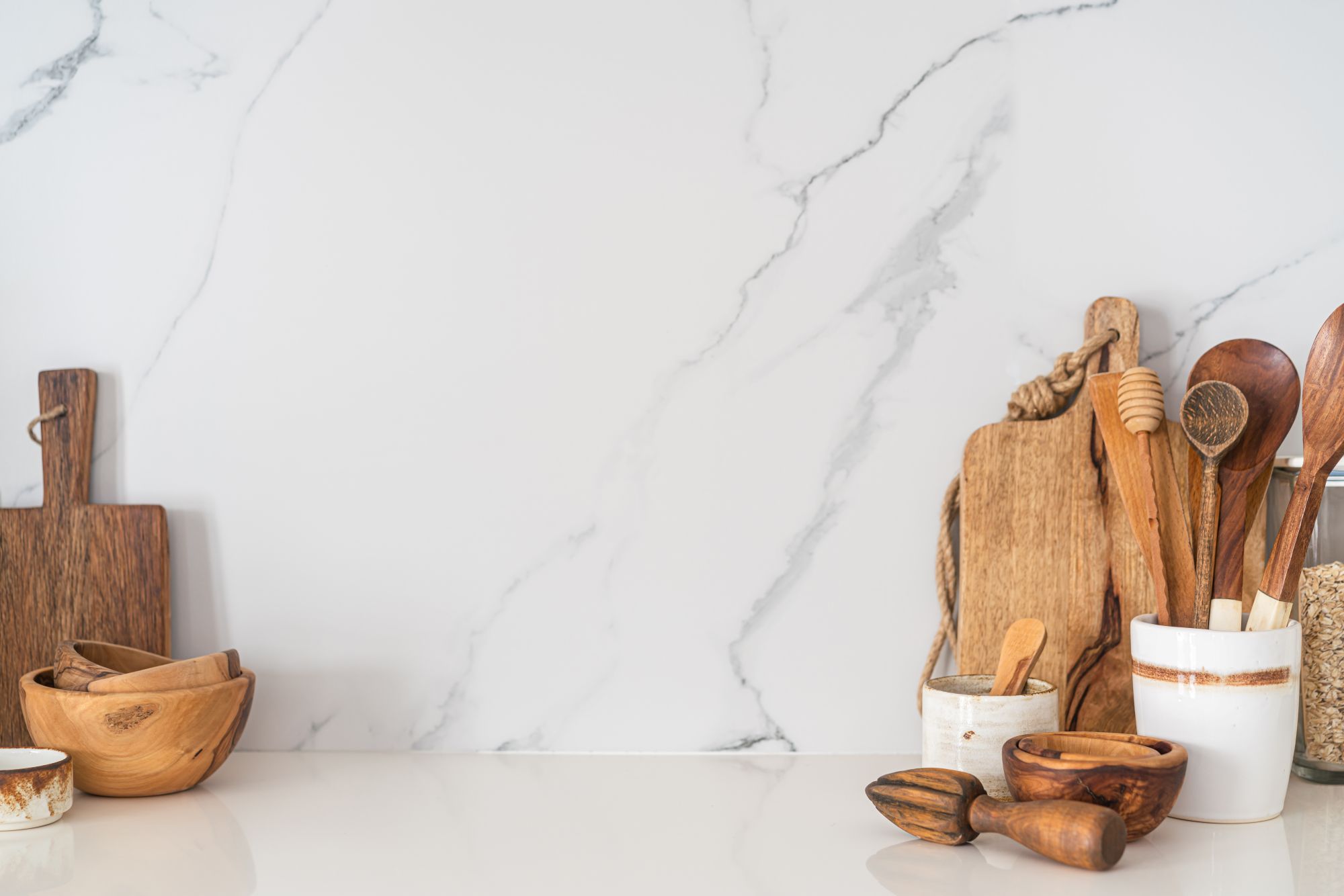 Slab backsplash kitchen